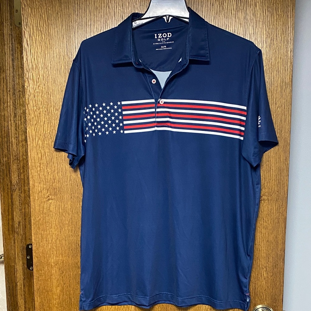 Izod Golf Men's Navy Polo with Flag Design